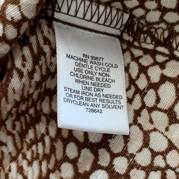 2/$20 Liz Claiborne Brown/Ivory Animal print Linen Sleeveless Top - Size Small - Picture 5 of 7